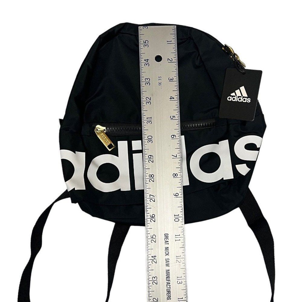 New Adidas Linear Mini Backpack in Black, White and Gold Classic Travel Everyday - Picture 3 of 9